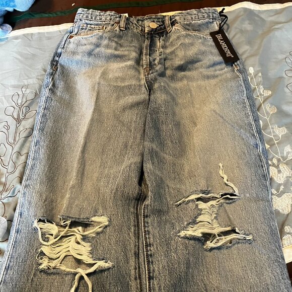 BLANK NYC Baxter Rib Cage Ripped High Waist Crop Five Pocket Jeans Size 25 - Picture 5 of 12